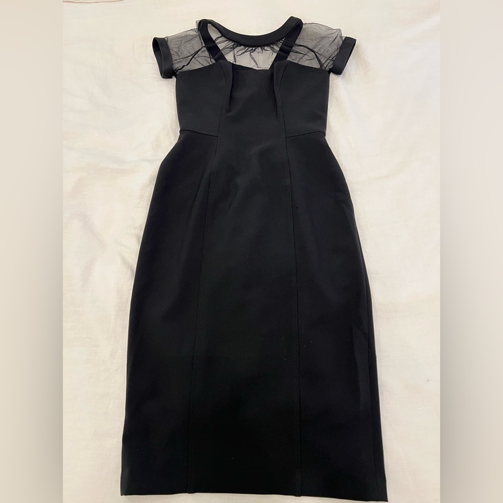 Maggy London Black Midi Dress with Sheer Accents